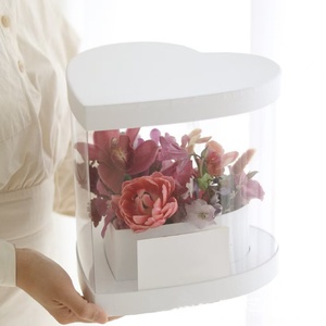 Thiết Kế Mới Kích Thước Lớn Hình Trái Tim Tông Hoa Bó Hoa Cưới Hộp Quà Tặng Với Matte Cán Dập Nổi Vật Liệu Tái Chế - Product Image 1