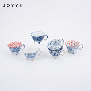 Joyye Hand Painting Three <strong>Footed</strong> <strong>Mug</strong> for Tea Flower Dinner Set 250ml Porcelain Tea Cup <strong>Mug</strong> Gold Speckle on Handle - Product Image 4