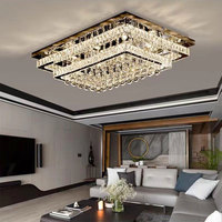 Lustre moderne de luxe rectangulaire certifié CE, avec boules de cristal K9, pour salon
