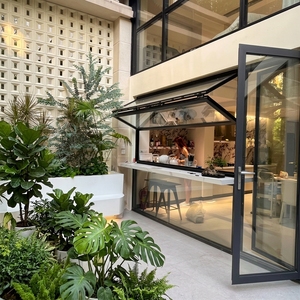 Fenêtre double en verre moderne avec cadre en <span class=keywords><strong>aluminium</strong></span> Conception à ouverture verticale pliante pour cuisine Australie Standard pour maisons villas - Product Image 1