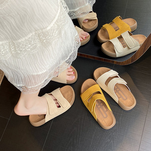 Sandales <span class=keywords><strong>Femme</strong></span> Bouton Double Style Rétro Été, Semelles Moelleuses Épaisses, <span class=keywords><strong>Tongs</strong></span> de Plage, 2591 - Product Image 4