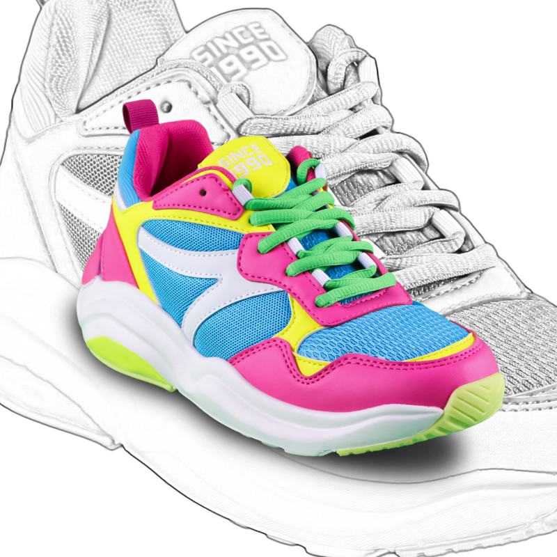 Hot Sell Sneakers Lace Up Mix-Color Sport Shoes Chunky Sneakers Women Running Shoes