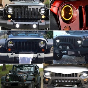Jeep Wrangler 7 Inch Round <b>LED</b> Headlights 15000 Lm 6000K With <b>Stars</b> For Retrofit Upgrade - Product Image 5