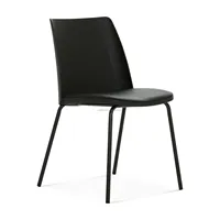Chaise de salle à manger moderne rembourrée en polypropylène noir avec pieds en métal