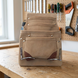 Best Quality 10 Pocket Split Leather Extra Large Capacity Nail & <b>Tool</b> <b>Bag</b> with Wide Belt Tunnel Slot Made in India - Product Image 2
