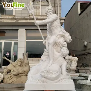 Berühmte lebensgroße griechische Statue Marmor Poseidon Statue