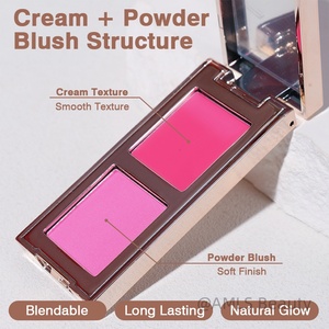Private Label 2-in-1 Cream & Powder Blush <b>Palette</b> Travel Size Long Lasting Waterproof Custom Logo Face <b>Blusher</b> Low MOQ - Product Image 2