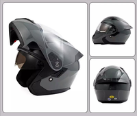 Casque de moto modulable ZoomLon, certifié DOT, en ABS, avec feu arrière LED, double visière et fixation rapide