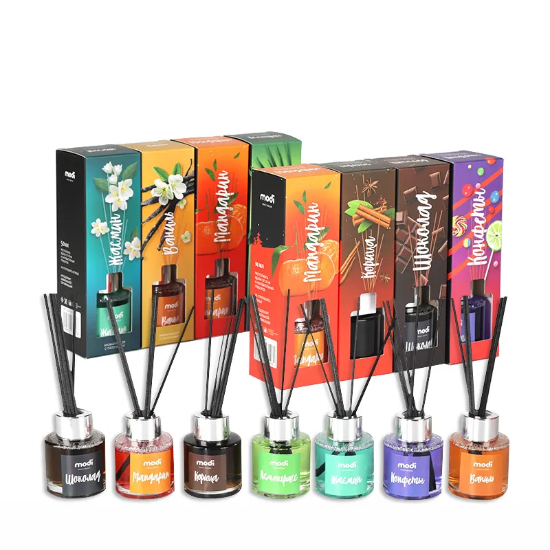 Luxus Parfüm Quadrat Glas Reed Diffusor Sticks Flasche Weiß mit Blumen Duftöl für Reed Diffusor