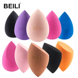 BEILI-caja de lujo para embalaje, esponja de maquillaje suave, sin látex, individual, negro, azul, púrpura, rosa, logotipo personalizado, disponible a granel