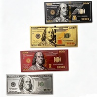 Billet de banque factice en plastique PET, étanche, noir, plaqué or 24 carats, motif billet de 100 dollars, monnaie américaine, cadeau pour collection