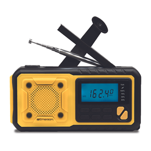 Radio meteorológica de emergencia AM/FM Emerson con linterna y batería externa, amarilla, equipo de supervivencia de plástico duradero para camping y actividades al aire libre - Product Image 1