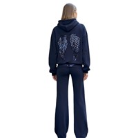 Nouveauté Ensemble de sweat-shirt à imprimé ailes brillantes à paillettes 2 pièces Tenue de sport décontractée pour hommes et femmes