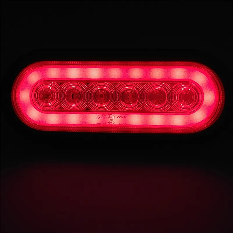 6 مصابيح ليد للسيارة عالية الجودة 10-30 فولت مصباح خلفي أحمر للسيارة مصباح خلفي مضاد للماء عالمي بيضاوي لشاحنة إيقاف السيارة