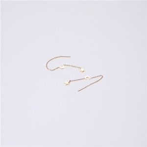Pendientes de Acero Inoxidable Chapados en Oro 18K, Aretes Largos de Estrella Luna y Estrella Minimalista <span class=keywords><strong>Monn</strong></span> - Product Image 3