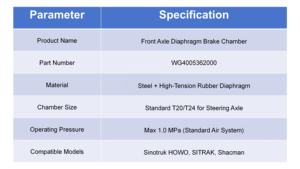 WG4005362000เบรกไดอะแฟรมเพลาหน้าสำหรับ sinotruk HOWO อะไหล่เบรกล้อแม็กแบบทนทาน - Product Image 5
