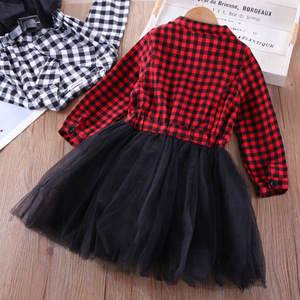 Vestido Navideño para Niña Pequeña, Vestido de Retazos con Estampado de Cuadros de Búfalo, Falda de Tul con Encaje, Vestido de Fiesta para Niños - Product Image 3