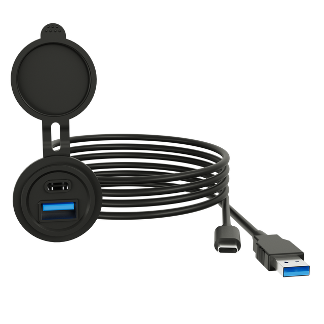 DAMAVO 12V/24V Car Stereo USB Type-C 3.0 USB 3.0 Flush Mount Panel Extension Cable High-Speed Data Audio Transmission