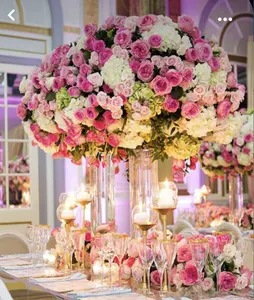 Mesa boda flor bola centro de mesa rosas blancas flor artificial bola boda centros de mesa