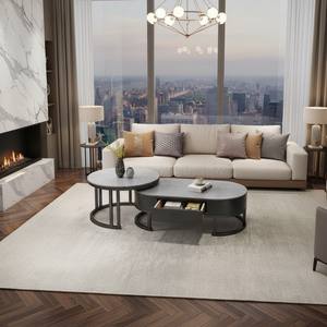 Meubles haut de gamme, style minimaliste italien, <span class=keywords><strong>table</strong></span> <span class=keywords><strong>basse</strong></span> ovale en dalle de roche stable, de forme ronde, pour salon - Product Image 3