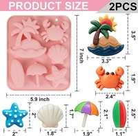 Moule en silicone de qualité alimentaire résistant à la chaleur, lavable au lave-vaisselle, non toxique, écologique, en forme de rectangle, sur le thème de la plage tropicale, pour gâteaux et chocolats