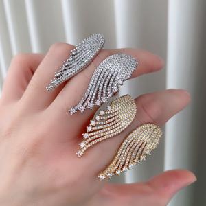 Anneaux d'aile d'ange LS-L3418 pour fête, anneaux en diamant pavé CZ, <span class=keywords><strong>bijoux</strong></span> fins, anneaux de manchette plaqués or - Product Image 2