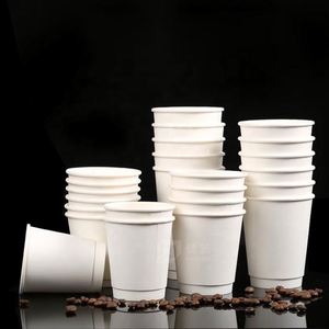 Double Wall Eco-Friendly Food Grade Disposable Paper Cup with Lids for Milk Tea & Hot <b>Coffee</b> <b>Takeaway</b> Packaging Custom Logo - Product Image 1