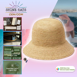 หมวกสานทรงบักเก็ตสำหรับผู้หญิง รุ่นปี 2026 OEM Shinehats ดีไซน์หรูหรา ลายพิมพ์ตามสั่ง โลโก้แบบกำหนดเอง สีทูโทน ดำขาว สำหรับฤดูร้อน ชายหาด ป้องกันแสงแดด - Product Image 6
