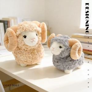 Nouveauté : Peluche Mouton <span class=keywords><strong>à</strong></span> grandes cornes, tissu super doux, rembourrage en coton PP, tailles 15-30 cm, adorable <span class=keywords><strong>animal</strong></span> de dessin animé - Product Image 2