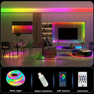 תאורת לד ניאון RGBIC נשלטת דרך אפליקציית QM Smart, 5V USB, עמידות למים בתקן IP67, ערכה מלאה לחדר משחקים ושלטי ניאון - Product Image 4