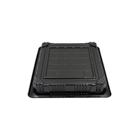 Plateau alimentaire jetable JY-81203, usage commercial, carré, en plastique, pour emballage de sushis, boîte de rangement alimentaire en plastique noir