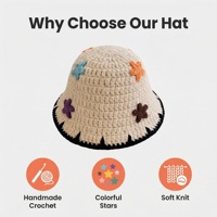 Sombrero de Pescador para Bebés y Niños Pequeños, Hecho a Mano, con Diseño Floral, de Algodón Tejido, Transpirable, para Exteriores, Colorido, para el Sol de Verano, Negro y Marrón