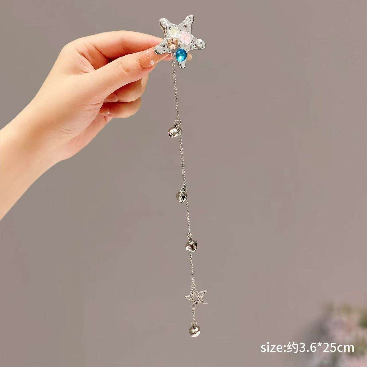 Colorful five-pointed star tassel hairpins