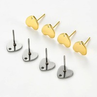 20 pièces de supports d'oreillettes en forme de cœur en acier inoxydable pour la fabrication de boucles d'oreilles, connecteurs de clous d'oreilles argentés et dorés pour bijoux DIY