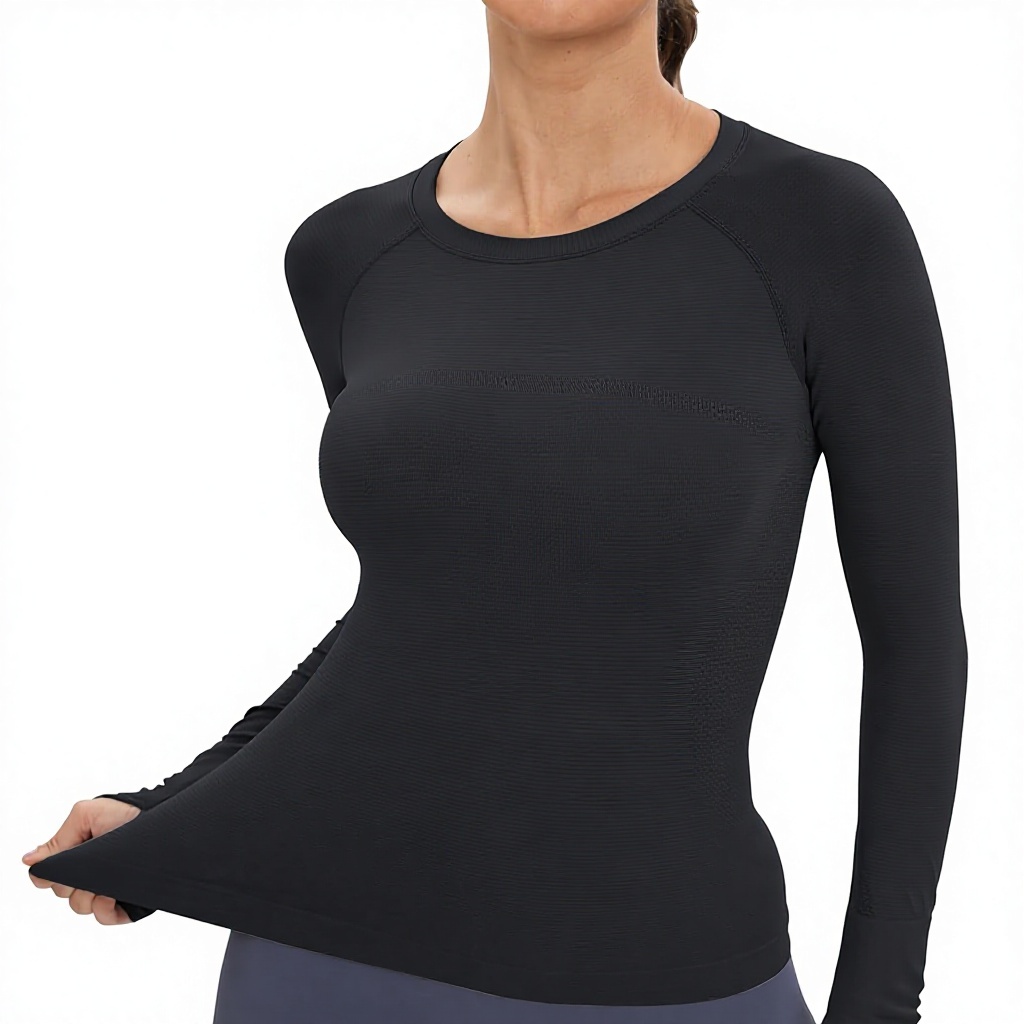 Workout Seamless Shirts for Women Long-Sleeved Yoga Running Breathable Thumb Holes Tops