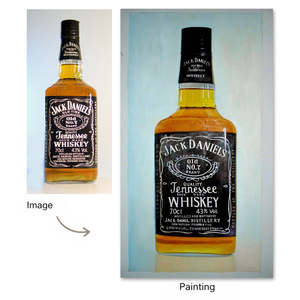 Dipinto a Olio Moderno Fatto a Mano su Tela, Realistico con Bottiglia di Whisky e <span class=keywords><strong>Girasoli</strong></span>, Grande Opera d'<span class=keywords><strong>Arte</strong></span> da Parete per Cucina - Product Image 1