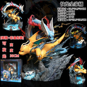 Figurine LED Lumineuse Dragonite Famille 30cm, Statue Anime Pokémon avec <span class=keywords><strong>Dratini</strong></span> & Dragonair, Modèle de Collection en PVC - Product Image 2
