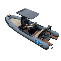 Yacht de Luxe Hedia 6,5 m 650 Orca Hypalon PVC Aluminium, Bateau Semi-Rigide de Pêche à Coque en V Profond avec Moteur Hors-Bord 150 CV