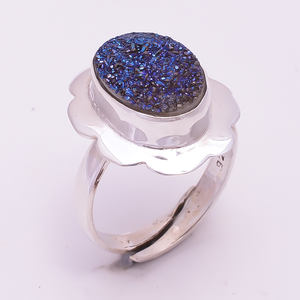 Bague en argent sterling 925 faite à la main pour femmes Unique naturel Druzy Gemstone Design de mode classique pour les mariages bijoux personnalisés - Product Image 2