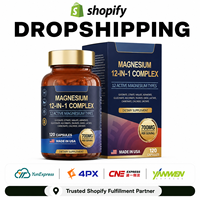 Complejo de Magnesio 12 en 1, 700 mg de Glicinato de Magnesio, Citrato de Magnesio, Malato de Magnesio, 120 Cápsulas, Suplemento Dietético, OEM, Dropshipping