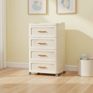 Cajonera <span class=keywords><strong>de</strong></span> Plástico Beige <span class=keywords><strong>de</strong></span> 4 Niveles <span class=keywords><strong>para</strong></span> Dormitorio, Organizador <span class=keywords><strong>de</strong></span> Almacenamiento Apilable, Portátil y Duradero <span class=keywords><strong>con</strong></span> <span class=keywords><strong>Ruedas</strong></span> - Product Image 1