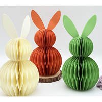 Pâques : 3 ensembles en stock, pendentifs lapin en papier nid d'abeille épais, respectueux de l'environnement, décoration maison européenne et américaine