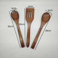 Ensemble d'ustensiles de cuisine en bois pour cuisiner, servir, pâtisser – Spatule, cuillère, fourchette à salade en bois – Outils de cuisine antiadhésifs pour restaurant