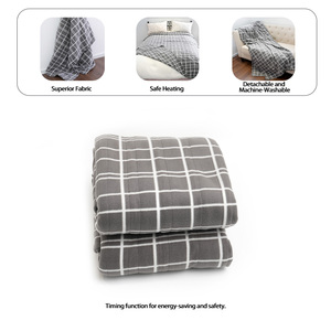 Couverture électrique en polaire à une face, super douce, 200 g/m², à 5 réglages de chaleur, lavable, à carreaux gris, pour l'hiver - Product Image 5