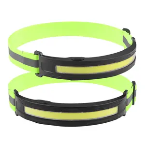 COB High Reflective Rechargeable Headlamp For Running Safety Reflective Elastic Strips With Emergency Light Adjustable Headband