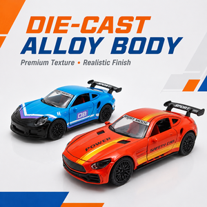 Venta al por mayor: Coche de juguete deportivo de carreras a escala 1:36 de aleación fundida a presión con alerón trasero abrible, puertas que se abren, ruedas de plástico y metal móviles, estilo <span class=keywords><strong>GTR</strong></span>. - Product Image 2