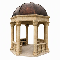 Gazebo en marbre, pavillon hexagonal en pierre, dôme en cuivre, colonnes corinthiennes pour la décoration de jardin, villa, parc