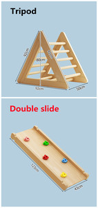 Gymnase d'activités pour bébés Montessori, aire de jeux intérieure en <span class=keywords><strong>bois</strong></span>, triangle d'escalade, toboggans, équipement d'exercice, Spielplatz, terrains de jeux - Product Image 6