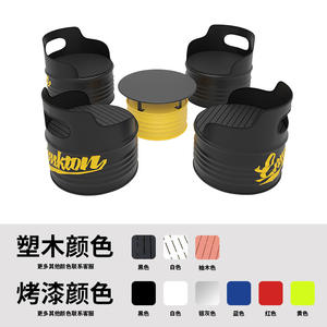 Juego de mesa y silla de diseño de tambor de aceite industrial amarillo-negro comedor Bar cubierta barbacoa cafetería Bistro sofá comercial - Product Image 6