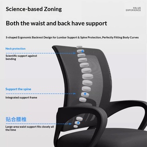 <span class=keywords><strong>Chaise</strong></span> de <span class=keywords><strong>bureau</strong></span>/ordinateur ergonomique réglable avec dossier en maille, base pivotante et <span class=keywords><strong>protection</strong></span> lombaire pour la maison, le dortoir et les salles de conférence - Product Image 3
